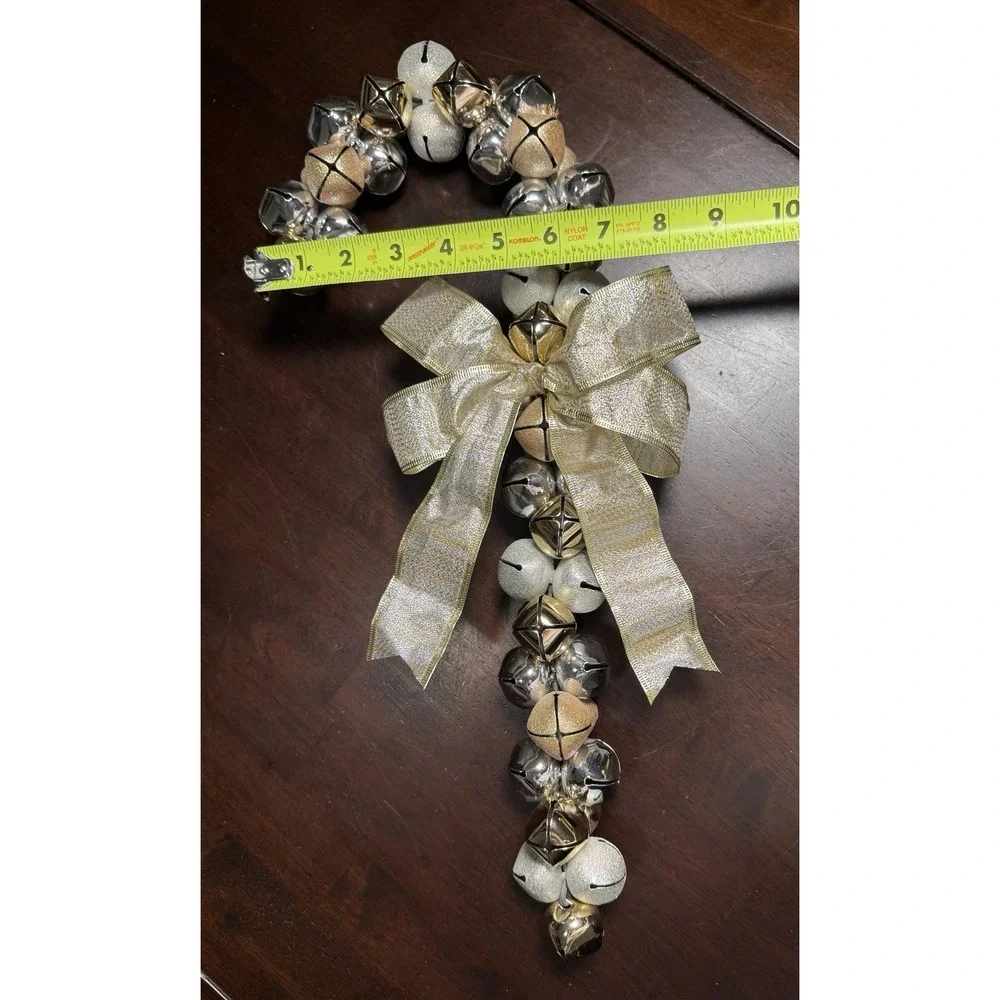 Elegant Gold, Silver, and Glitter Bells Candy Cane Hanging Christmas Decor 19